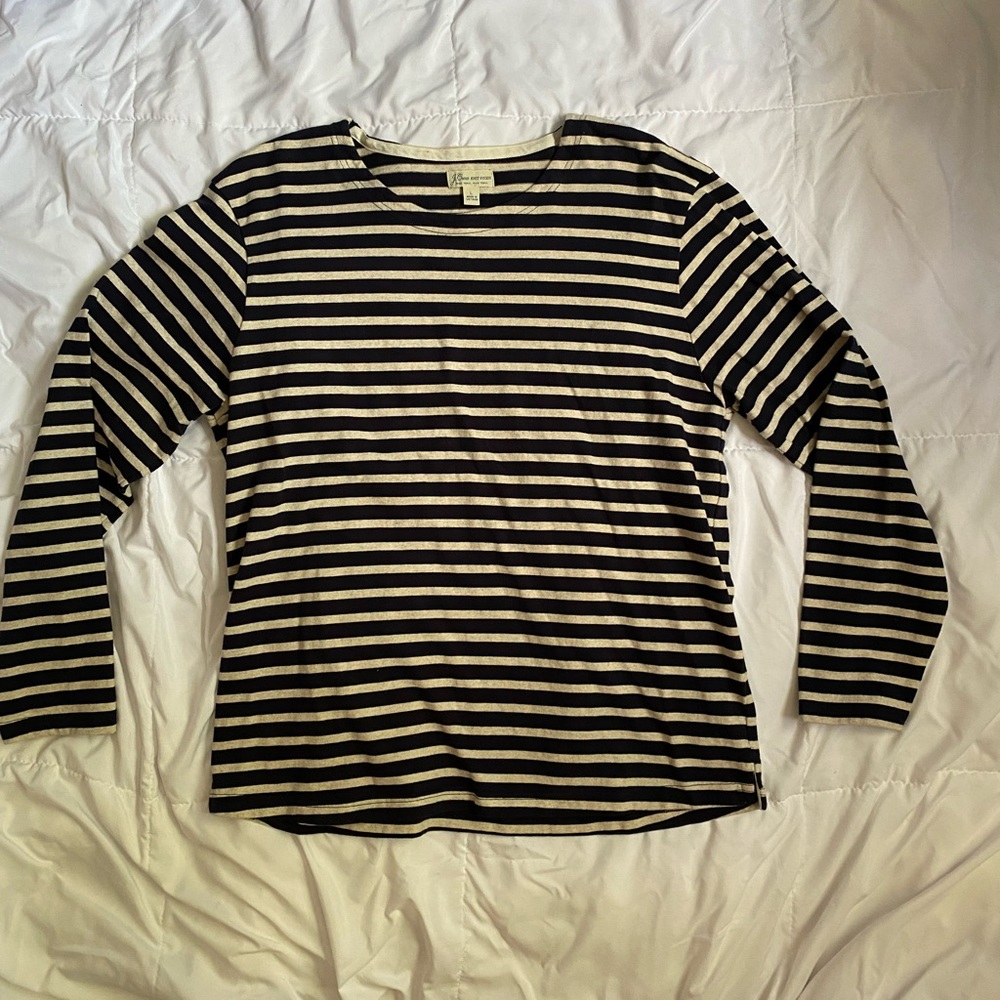 Men’s J. Crew Horizontal Striped Knit Goods Long Sleeve Sweater Size Large
